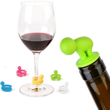 Load image into Gallery viewer, 7 PCS Cartoon Silicone Sealed Spiral Red Wine Stopper + Cup Feet Set, Random Color Delivery, 7 PCS Cartoon Shape