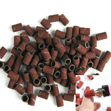 Load image into Gallery viewer, 100pcs / Pack Nail Art Electric Grinder Accessories Sandpaper Ring Sand Cloth Ring Grinding Ring, 80#, 120#, 180#