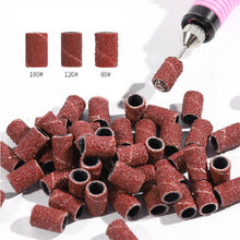 Load image into Gallery viewer, 100pcs / Pack Nail Art Electric Grinder Accessories Sandpaper Ring Sand Cloth Ring Grinding Ring, 80#, 120#, 180#