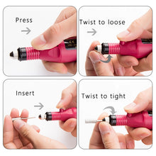 Load image into Gallery viewer, 1 Set Power Professional Electric Manicure Machine Pen Pedicure Nail File Nail Tools 6 bits Drill Nail Drill Machine, US Plug Rose Red, US Plug Blue, US Plug White, EU Plug White, EU Plug Rose Red, EU Plug Black, EU Plug Green, EU Plug Pink, EU Plug Blue