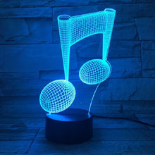Load image into Gallery viewer, Music Note 3D Visual Light Touch Colorful Changing Decorative Table Lamp LED Night Light