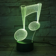 Load image into Gallery viewer, Music Note 3D Visual Light Touch Colorful Changing Decorative Table Lamp LED Night Light