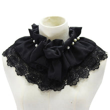 Load image into Gallery viewer, Women Beaded Chiffon Decorative Collar Flowers Folding Polo-neck Shawl Fake Collar