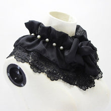 Load image into Gallery viewer, Women Beaded Chiffon Decorative Collar Flowers Folding Polo-neck Shawl Fake Collar
