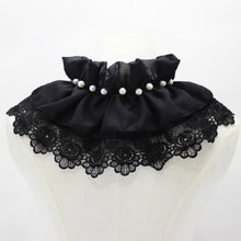 Load image into Gallery viewer, Women Beaded Chiffon Decorative Collar Flowers Folding Polo-neck Shawl Fake Collar