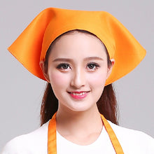 Load image into Gallery viewer, Waiter Men and Women Kitchen Work Turban Hat Triangle Scarf Chef Hat, Adjustable