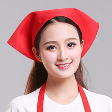 Load image into Gallery viewer, Waiter Men and Women Kitchen Work Turban Hat Triangle Scarf Chef Hat, Adjustable