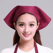 Load image into Gallery viewer, Waiter Men and Women Kitchen Work Turban Hat Triangle Scarf Chef Hat, Adjustable