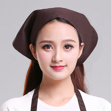 Load image into Gallery viewer, Waiter Men and Women Kitchen Work Turban Hat Triangle Scarf Chef Hat, Adjustable
