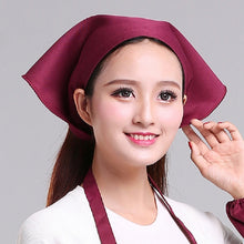 Load image into Gallery viewer, Waiter Men and Women Kitchen Work Turban Hat Triangle Scarf Chef Hat, Adjustable