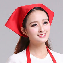 Load image into Gallery viewer, Waiter Men and Women Kitchen Work Turban Hat Triangle Scarf Chef Hat, Adjustable