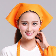 Load image into Gallery viewer, Waiter Men and Women Kitchen Work Turban Hat Triangle Scarf Chef Hat, Adjustable