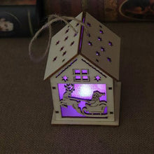 Load image into Gallery viewer, Christmas Luminous Wooden House Christmas Tree Decorations Hanging Ornaments DIY Gift Window Decoration, Small Pulling Santa Claus, Small Crutches Santa, Small House, Small Elk, Large Snowman, Large Santa, Large Elk