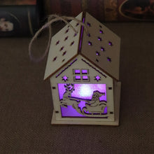 Load image into Gallery viewer, Christmas Luminous Wooden House Christmas Tree Decorations Hanging Ornaments DIY Gift Window Decoration, Small Pulling Santa Claus, Small Crutches Santa, Small House, Small Elk, Large Snowman, Large Santa, Large Elk