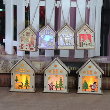 Load image into Gallery viewer, Christmas Luminous Wooden House Christmas Tree Decorations Hanging Ornaments DIY Gift Window Decoration, Small Pulling Santa Claus, Small Crutches Santa, Small House, Small Elk, Large Snowman, Large Santa, Large Elk