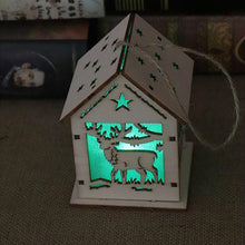 Load image into Gallery viewer, Christmas Luminous Wooden House Christmas Tree Decorations Hanging Ornaments DIY Gift Window Decoration, Small Pulling Santa Claus, Small Crutches Santa, Small House, Small Elk, Large Snowman, Large Santa, Large Elk