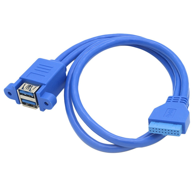 Motherboard 20pin Turn Double USB3.0 Extension Cable  with Ear Baffle Cable, Blue