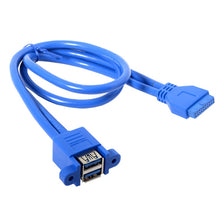 Load image into Gallery viewer, Motherboard 20pin Turn Double USB3.0 Extension Cable  with Ear Baffle Cable, Blue