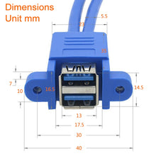 Load image into Gallery viewer, Motherboard 20pin Turn Double USB3.0 Extension Cable  with Ear Baffle Cable, Blue
