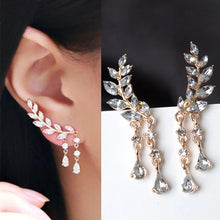 Load image into Gallery viewer, Women Tassel Wing Style Drop Earrings Fashion Cubic Jewelry, Golden color, Silver color