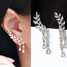 Load image into Gallery viewer, Women Tassel Wing Style Drop Earrings Fashion Cubic Jewelry, Golden color, Silver color