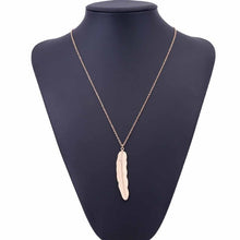 Load image into Gallery viewer, Vintage Long Necklace Jewelry Simple Feather Pendant Necklaces, Gold, Silver