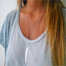 Load image into Gallery viewer, Vintage Long Necklace Jewelry Simple Feather Pendant Necklaces, Gold, Silver