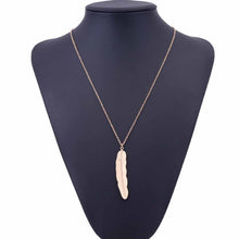 Load image into Gallery viewer, Vintage Long Necklace Jewelry Simple Feather Pendant Necklaces, Gold, Silver