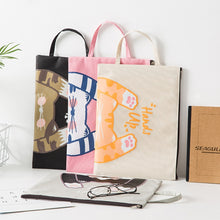 Load image into Gallery viewer, Cute Small Fresh Cartoon Cat A4 File Bag School Office Supplies Canvas Storage Bag