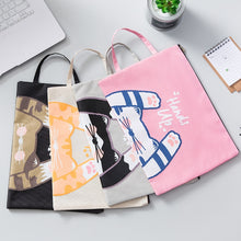 Load image into Gallery viewer, Cute Small Fresh Cartoon Cat A4 File Bag School Office Supplies Canvas Storage Bag