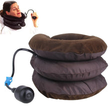 Load image into Gallery viewer, Inflatable Air Cervical Neck Traction Device Soft Head Back Shoulder Neck Ache Massager Headache Pain Relieve Relaxation Brace, Half Cashmere (Coffee)