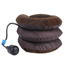 Load image into Gallery viewer, Inflatable Air Cervical Neck Traction Device Soft Head Back Shoulder Neck Ache Massager Headache Pain Relieve Relaxation Brace, Half Cashmere (Coffee)