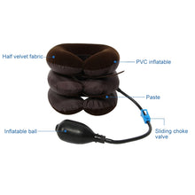 Load image into Gallery viewer, Inflatable Air Cervical Neck Traction Device Soft Head Back Shoulder Neck Ache Massager Headache Pain Relieve Relaxation Brace, Half Cashmere (Coffee)