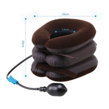 Load image into Gallery viewer, Inflatable Air Cervical Neck Traction Device Soft Head Back Shoulder Neck Ache Massager Headache Pain Relieve Relaxation Brace, Half Cashmere (Coffee)