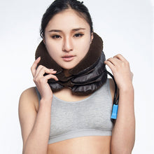 Load image into Gallery viewer, Inflatable Air Cervical Neck Traction Device Soft Head Back Shoulder Neck Ache Massager Headache Pain Relieve Relaxation Brace, Half Cashmere (Coffee)