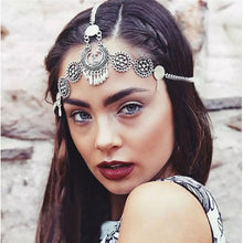 Load image into Gallery viewer, Silver Vintage Tassel Hair Jewelry Metal Coin Headband Long Punk Head Chain Piece Forehead Headpiece
