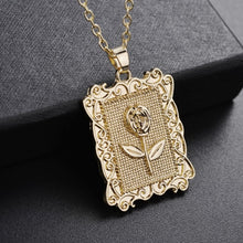 Load image into Gallery viewer, Geometric Square Rose Necklace Clavicle Chain