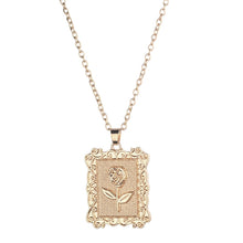 Load image into Gallery viewer, Geometric Square Rose Necklace Clavicle Chain