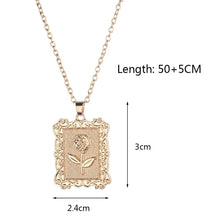 Load image into Gallery viewer, Geometric Square Rose Necklace Clavicle Chain