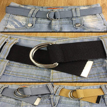 Load image into Gallery viewer, Unisex Canvas Waist Belts Double Rings Buckle Waistband Strap Belts Solid Casual Belt