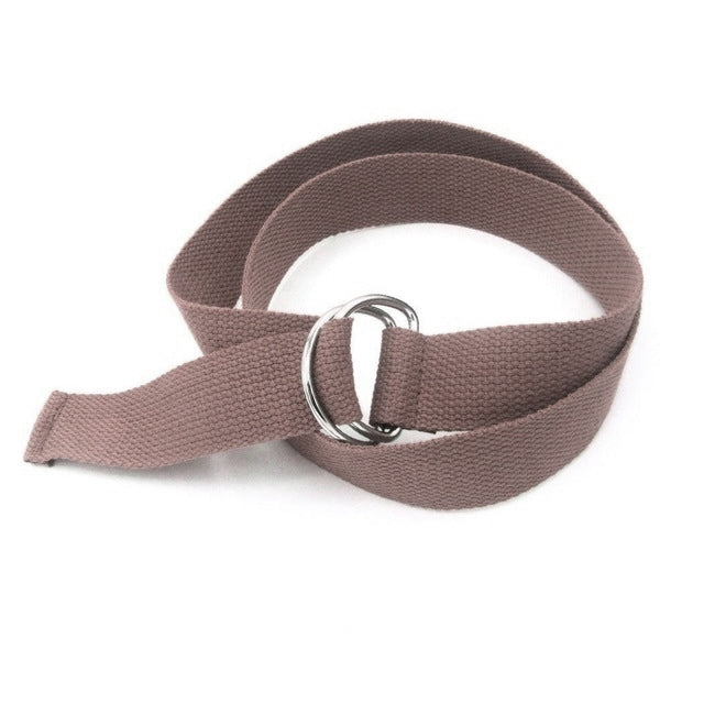 Unisex Canvas Waist Belts Double Rings Buckle Waistband Strap Belts Solid Casual Belt