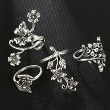 Load image into Gallery viewer, 4 PCS/Set Antique Vintage Bohemia Style Rose Flower Rings for Women