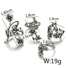 Load image into Gallery viewer, 4 PCS/Set Antique Vintage Bohemia Style Rose Flower Rings for Women