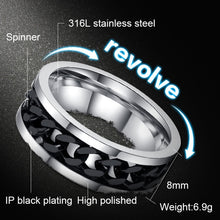 Load image into Gallery viewer, Punk Rock Stainless Steel Rotatable Chain Rings, 6, 7, 8, 9, 10, 11