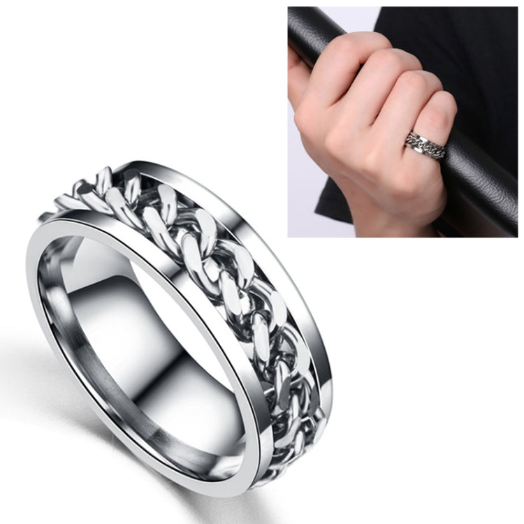 Punk Rock Stainless Steel Rotatable Chain Rings, 6, 7, 8, 9, 10, 11