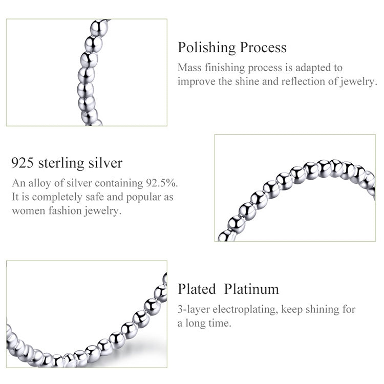Women Fashion Charms Beads Ring Jewelry, 925 silver