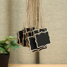 Load image into Gallery viewer, 12 PCS Mini Blackboard Wood Message Board Chalkboard with String Wedding Home Party Decor, Wooden Blackboard 3