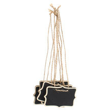 Load image into Gallery viewer, 12 PCS Mini Blackboard Wood Message Board Chalkboard with String Wedding Home Party Decor, Wooden Blackboard 3