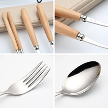Load image into Gallery viewer, 3 in 1 Spoon Chopsticks Fork Cutlery Set Three-piece Creative Work Students Portable Tableware, Three-piece set of wooden handle spoon fork chopsticks, Two-piece wooden spoon chopsticks