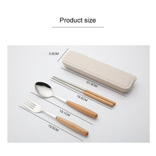 Load image into Gallery viewer, 3 in 1 Spoon Chopsticks Fork Cutlery Set Three-piece Creative Work Students Portable Tableware, Three-piece set of wooden handle spoon fork chopsticks, Two-piece wooden spoon chopsticks